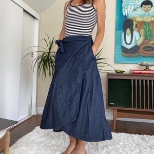 GAP Dark Denim Wrap Maxi Skirt
